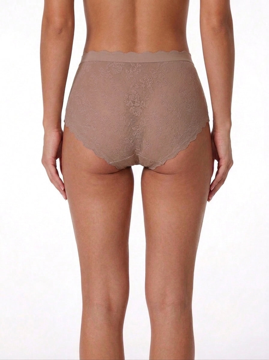 Seamless High-Waist Brief with Lace - Luxury Series (55058)