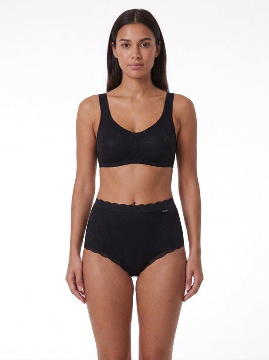 Seamless High-Waist Brief with Lace - Luxury Series (55058)