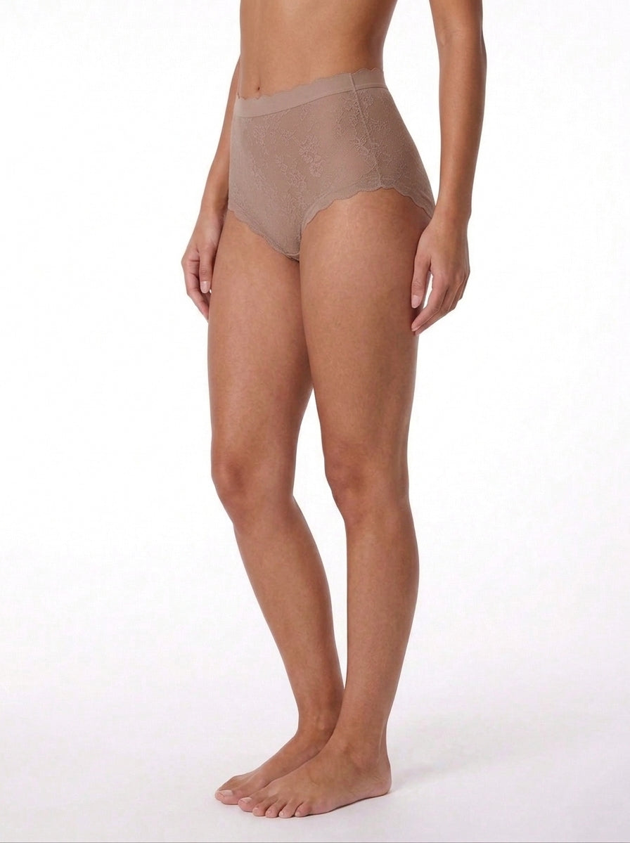 Seamless High-Waist Brief with Lace - Luxury Series (55058)